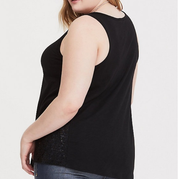 Torrid NEW 2x black tank with lace side panels - Picture 4 of 5
